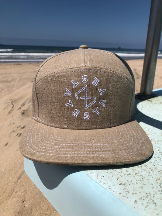 Latte 7 Panel Flat Brim Hemp Hat