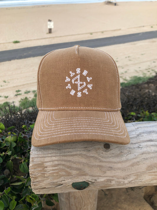 Mocha 5 Panel Curved Brim Hemp Hat